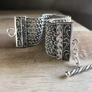 Lois Hill Woven Sterling Silver Toggle Bracelet
